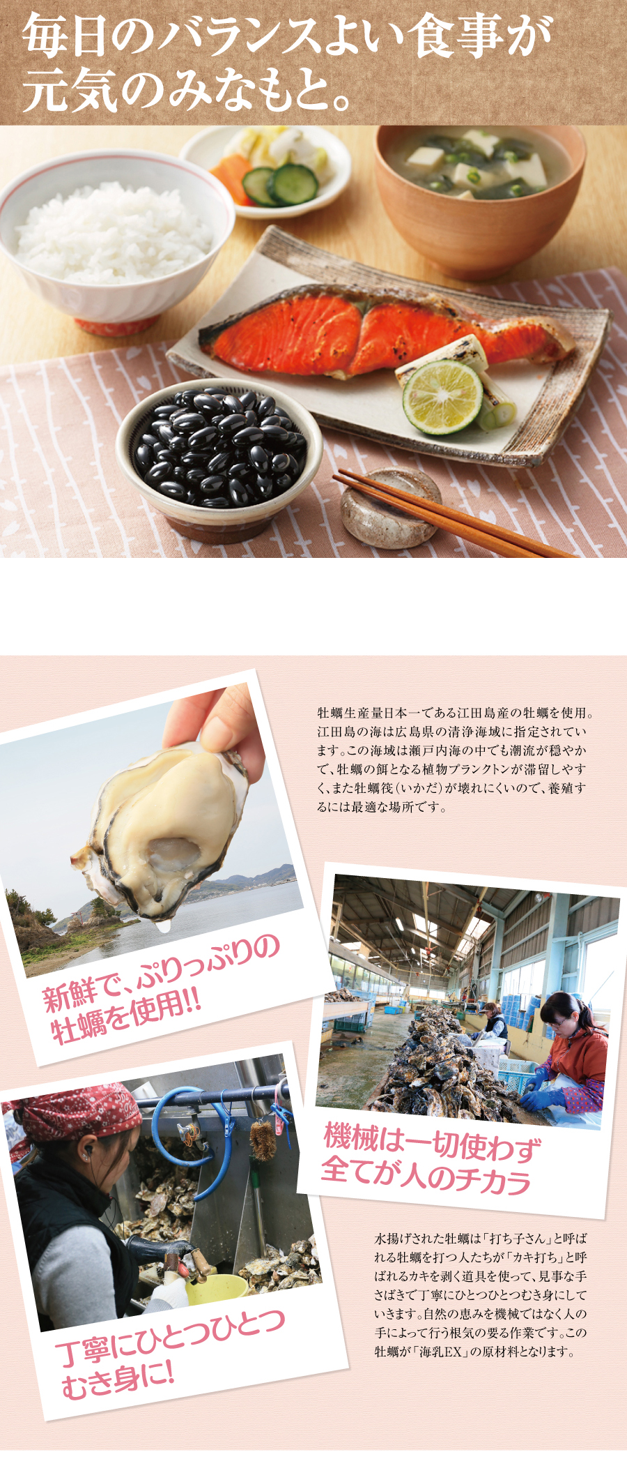 タウリンで肝機能を上げる。広島産牡蠣を使用した海乳EX